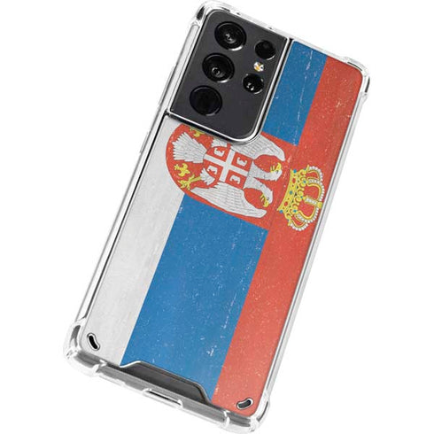 Serbia Flag Distressed Galaxy S21 Ultra 5G Clear Case